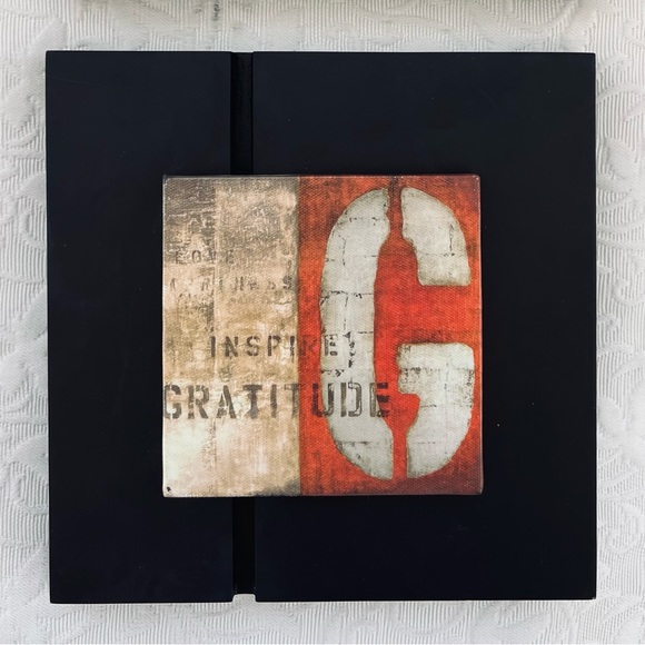 2 Canvas Art Prints w/ Black Wood Backing Abundance & Gratitude Words Design NEW - Picture 3 of 3